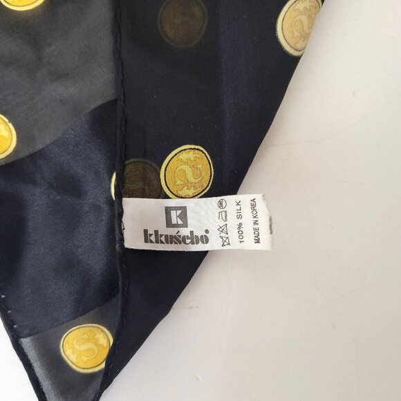 Vintage Kkuscho Silk Scarf with Classic Plaid and Key Design - Picture 3 of 5